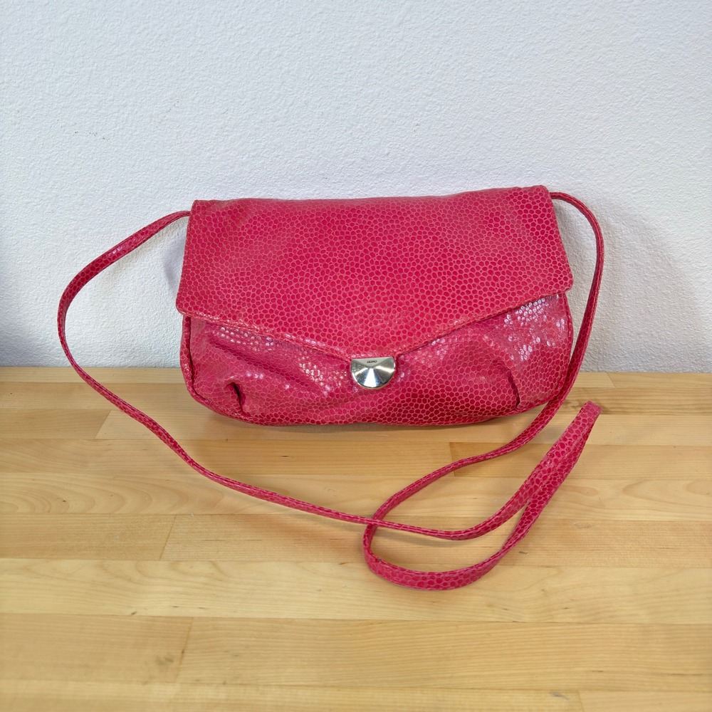 Desmo for‎ Holt Renfrew Pink Textured Leather Crossbody Bag Made in Italy Retro